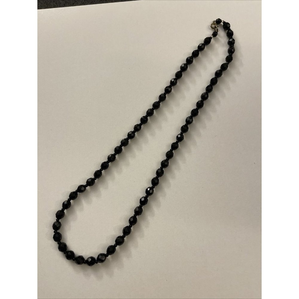 Vintage Black Jet Beaded Necklace H17